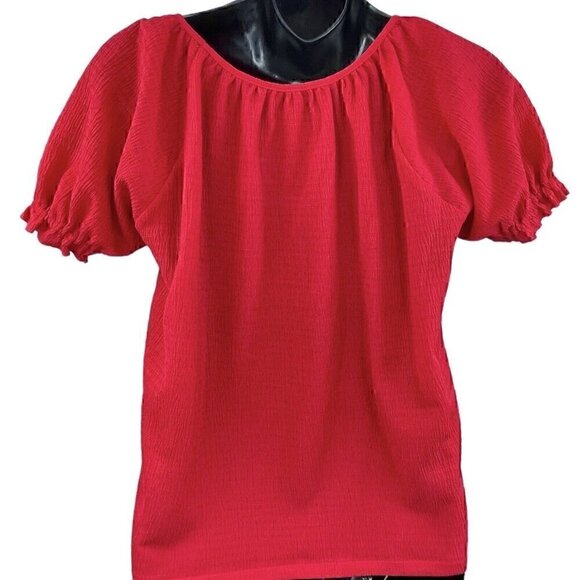 Madewell Texture & Thread Short Peasant Sleeve Ruffle Puff Sleeve Women’s XS Red - Picture 5 of 8